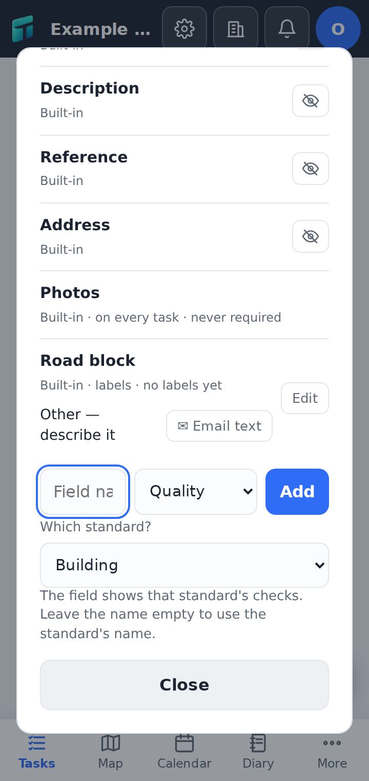 Adding a Quality field: the type Quality and which standard it uses