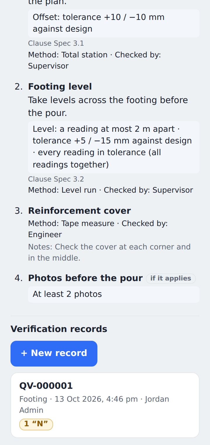 A task’s verification records